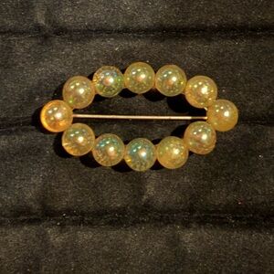 Lucite Soap Bubble Brooch Iridescent Vintage Mid Century Beaded Pin 2.25”